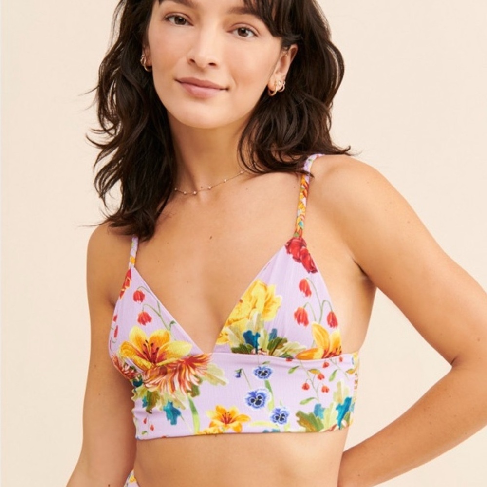 Agua by Agua Bendita Lavender Floral Crop Bralette Top